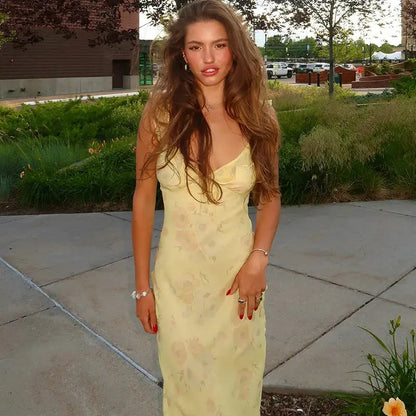 Veloria™ Floral Plunge Backless Maxi Dress 