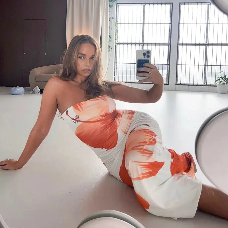 Veloria™ Floral Strapless Maxi Dress 