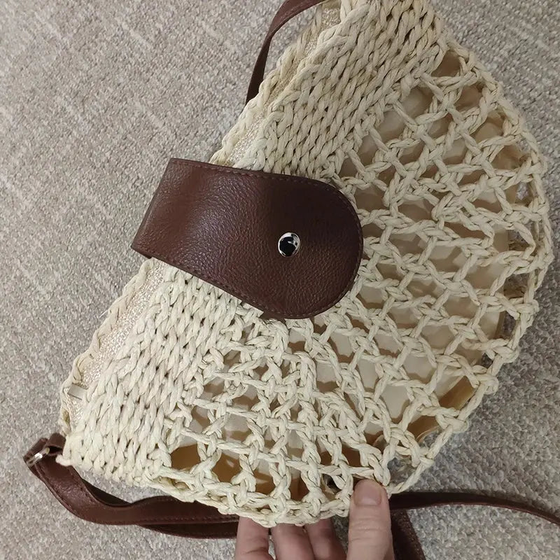 Veloria™ Half-Moon Boho Straw Bag 
