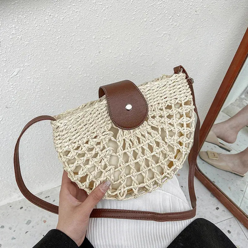 Veloria™ Half-Moon Boho Straw Bag 