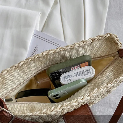 Veloria™ Half-Moon Boho Straw Bag 