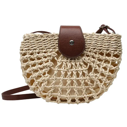 Veloria™ Half-Moon Boho Straw Bag 