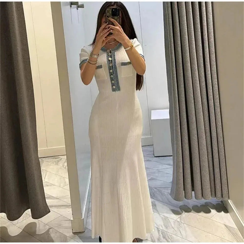 Veloria™ Knit Contrast Bodycon Maxi Dress 