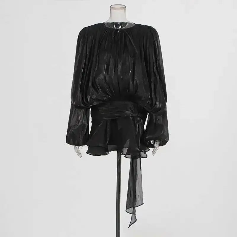 Veloria™ Lace-Up Draped Mini Dress 