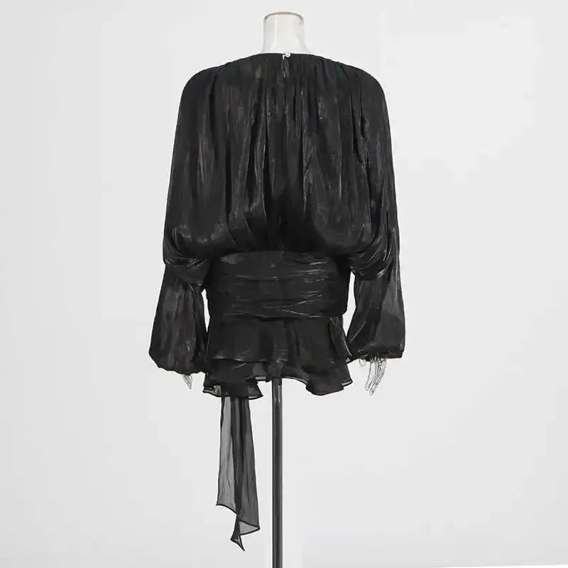 Veloria™ Lace-Up Draped Mini Dress 