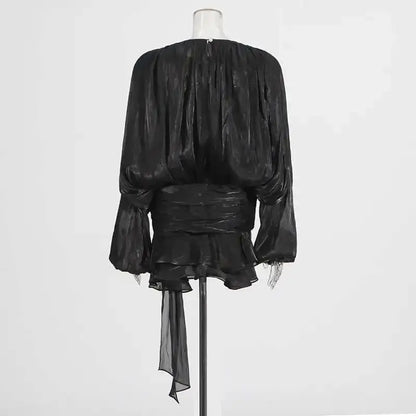 Veloria™ Lace-Up Draped Mini Dress 