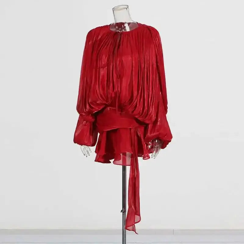 Veloria™ Lace-Up Draped Mini Dress 