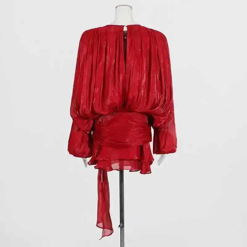 Veloria™ Lace-Up Draped Mini Dress 