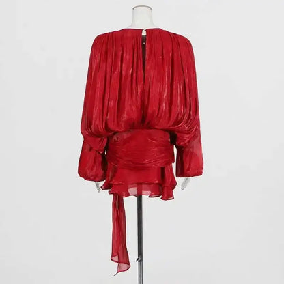 Veloria™ Lace-Up Draped Mini Dress 