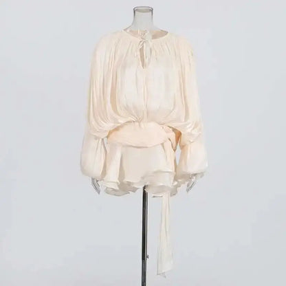 Veloria™ Lace-Up Draped Mini Dress 