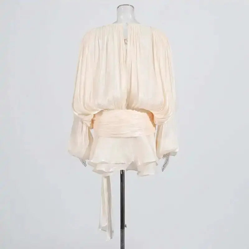 Veloria™ Lace-Up Draped Mini Dress 