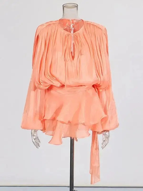 Veloria™ Lace-Up Draped Mini Dress 