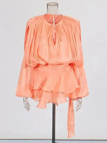 Veloria™ Lace-Up Draped Mini Dress 