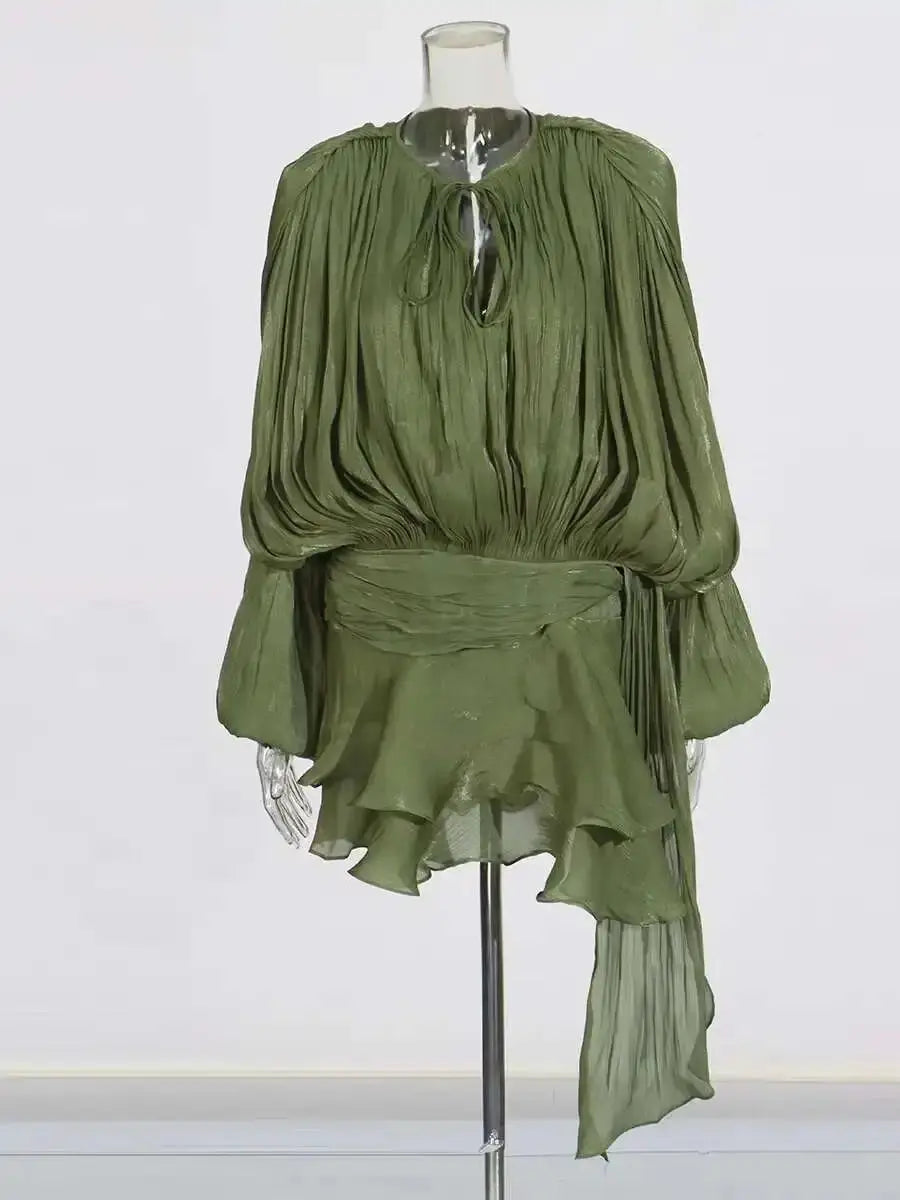 Veloria™ Lace-Up Draped Mini Dress 