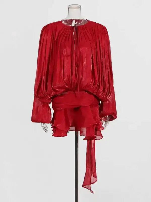 Veloria™ Lace-Up Draped Mini Dress 