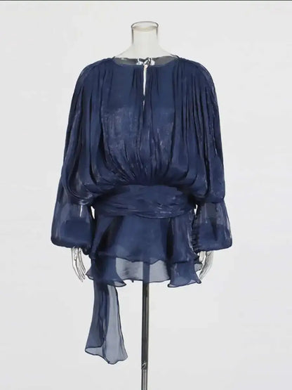 Veloria™ Lace-Up Draped Mini Dress 