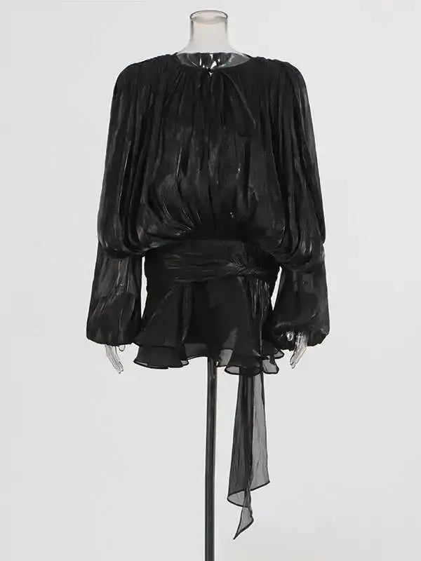 Veloria™ Lace-Up Draped Mini Dress 