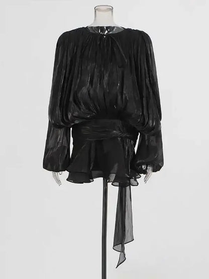 Veloria™ Lace-Up Draped Mini Dress 