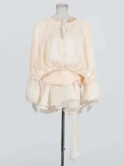 Veloria™ Lace-Up Draped Mini Dress 