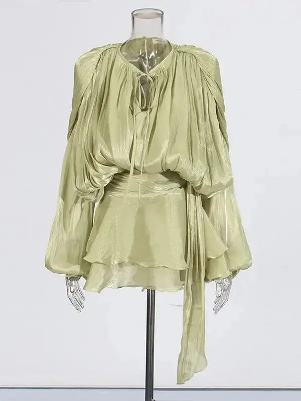 Veloria™ Lace-Up Draped Mini Dress 