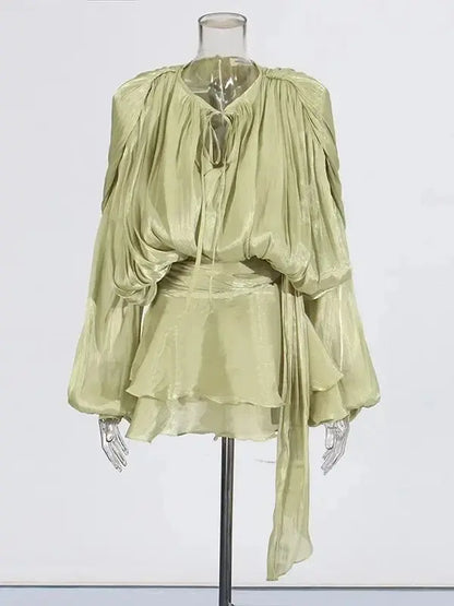 Veloria™ Lace-Up Draped Mini Dress 