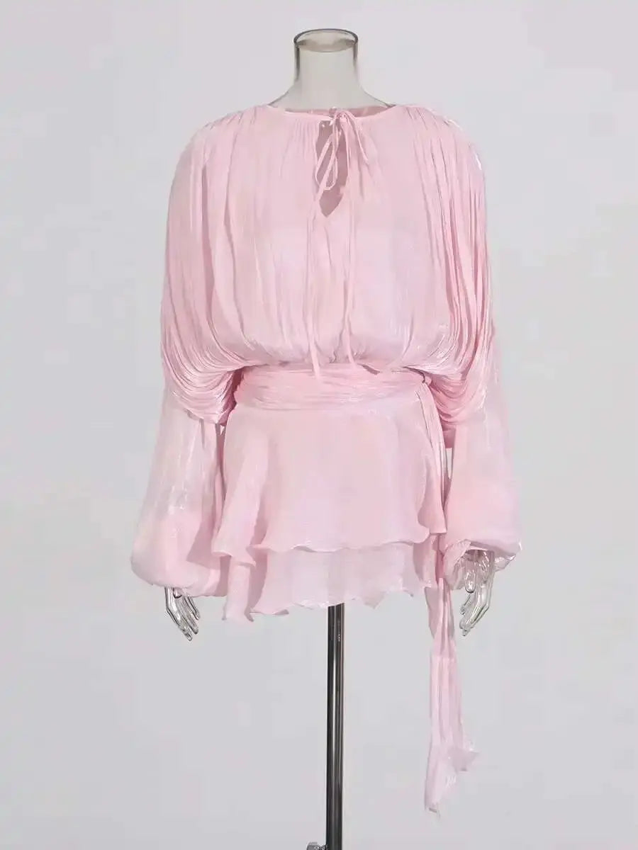 Veloria™ Lace-Up Draped Mini Dress 