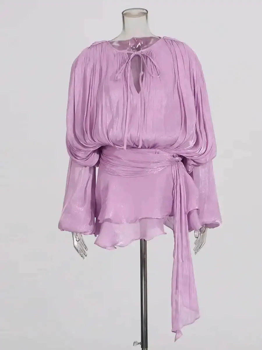 Veloria™ Lace-Up Draped Mini Dress 