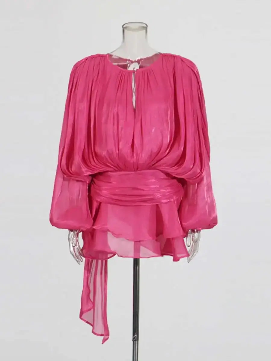 Veloria™ Lace-Up Draped Mini Dress 