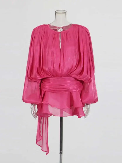 Veloria™ Lace-Up Draped Mini Dress 