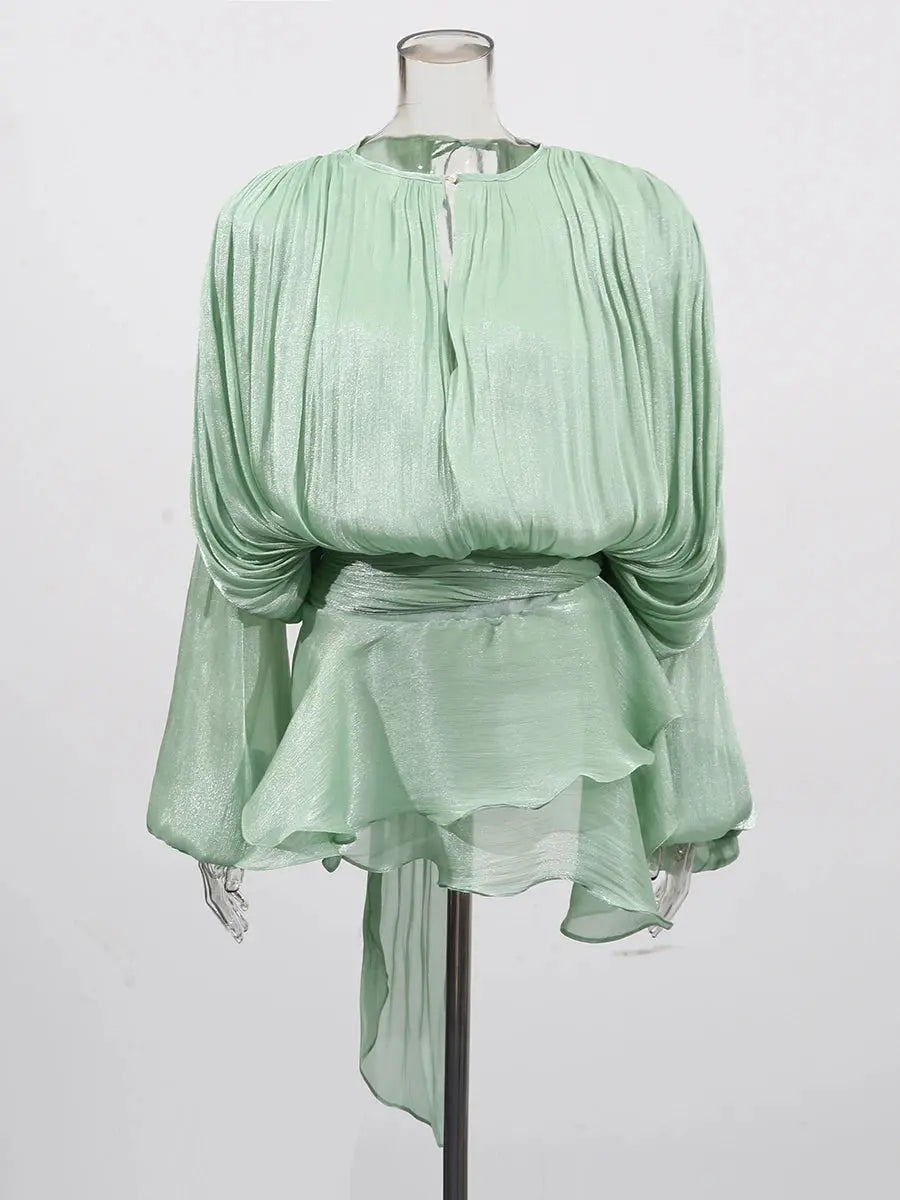 Veloria™ Lace-Up Draped Mini Dress 