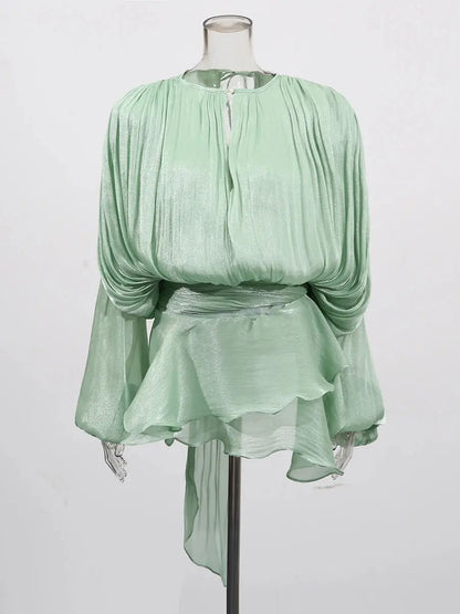 Veloria™ Lace-Up Draped Mini Dress 