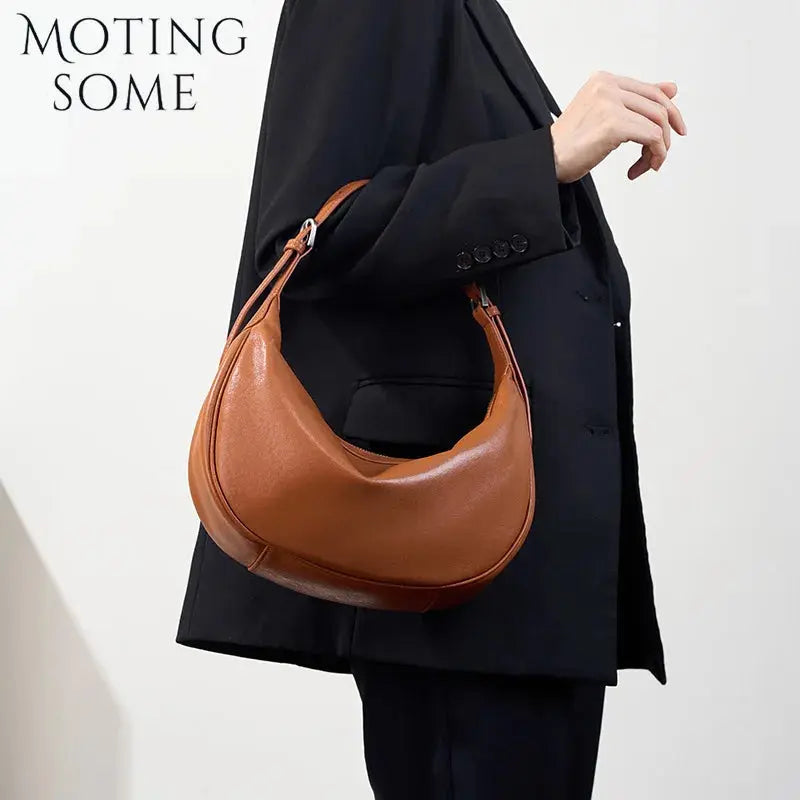 Veloria™ Luxe Crescent Leather Hobo 