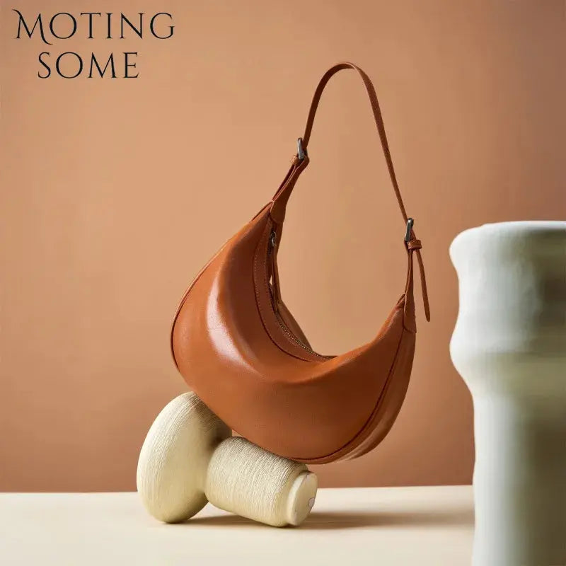 Veloria™ Luxe Crescent Leather Hobo 