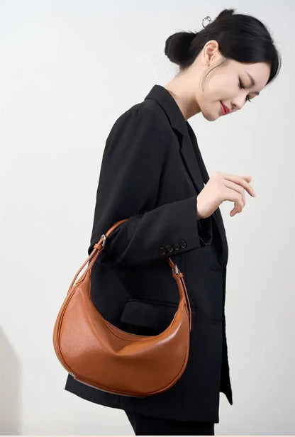 Veloria™ Luxe Crescent Leather Hobo 