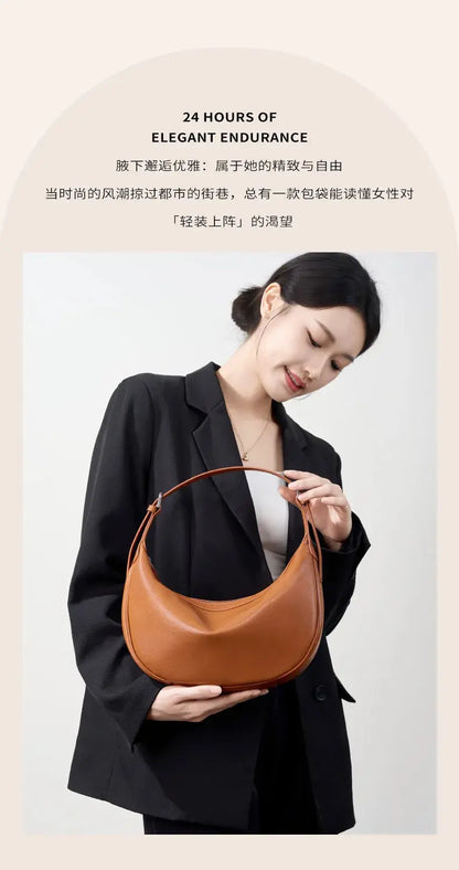 Veloria™ Luxe Crescent Leather Hobo 