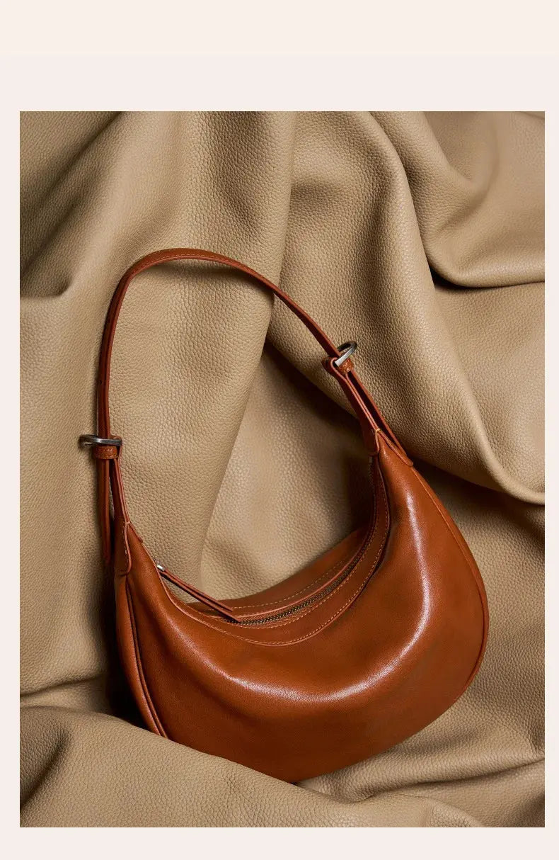 Veloria™ Luxe Crescent Leather Hobo 