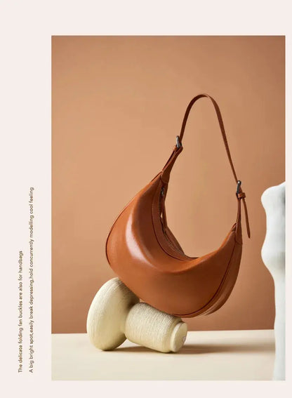 Veloria™ Luxe Crescent Leather Hobo 