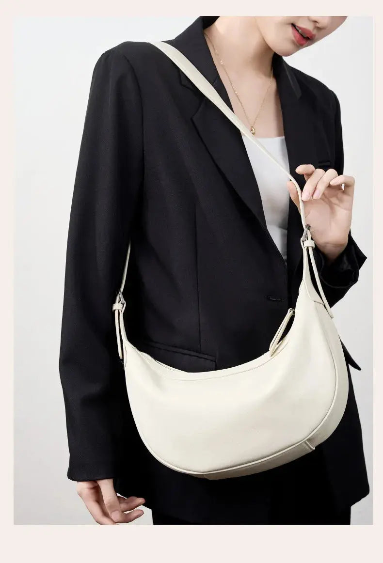 Veloria™ Luxe Crescent Leather Hobo 