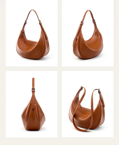 Veloria™ Luxe Crescent Leather Hobo 