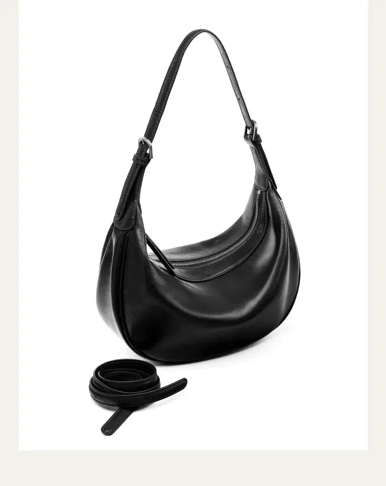 Veloria™ Luxe Crescent Leather Hobo 