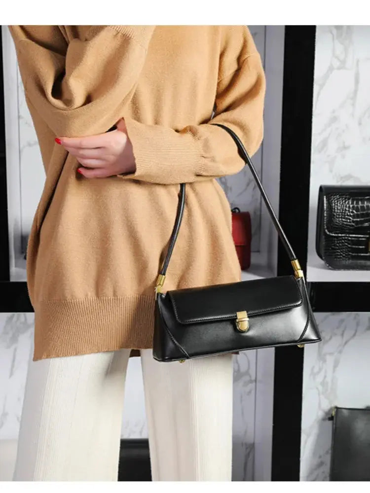 Veloria™ Luxe Retro Leather Underarm Bag 