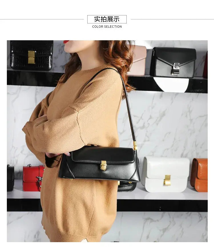 Veloria™ Luxe Retro Leather Underarm Bag 
