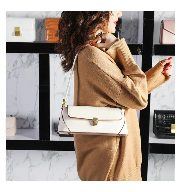 Veloria™ Luxe Retro Leather Underarm Bag 