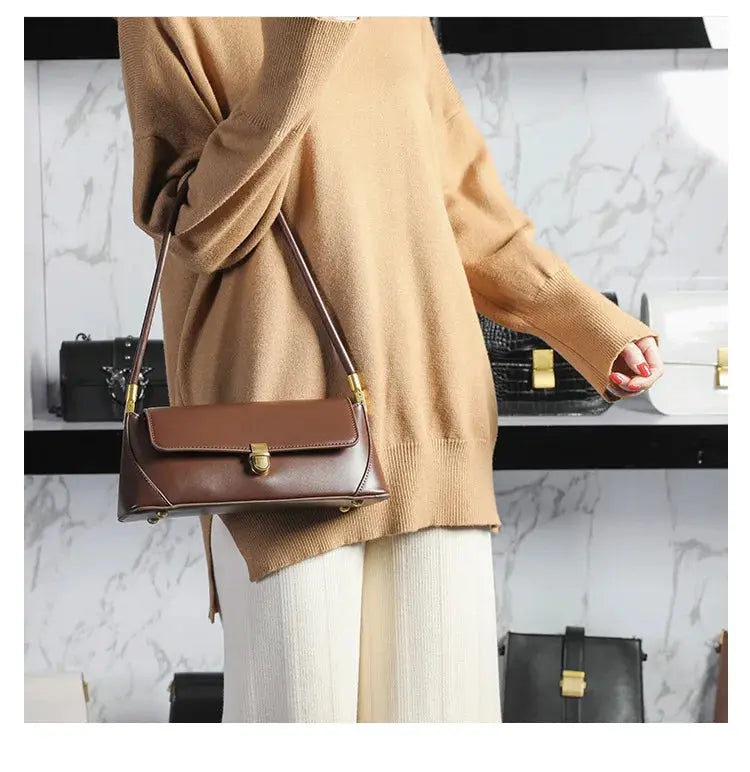 Veloria™ Luxe Retro Leather Underarm Bag 