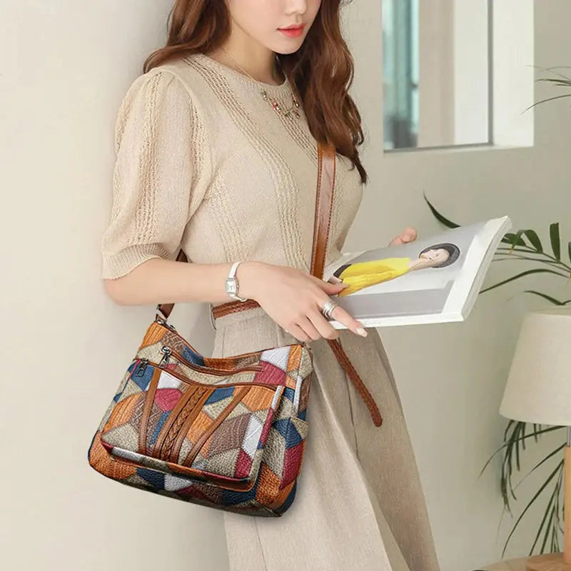 Veloria™ Patchwork Casual Tote Bag 