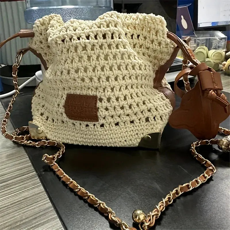 Veloria™ Patchwork Drawstring Cotton Satchel 