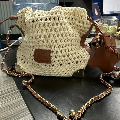 Veloria™ Patchwork Drawstring Cotton Satchel 