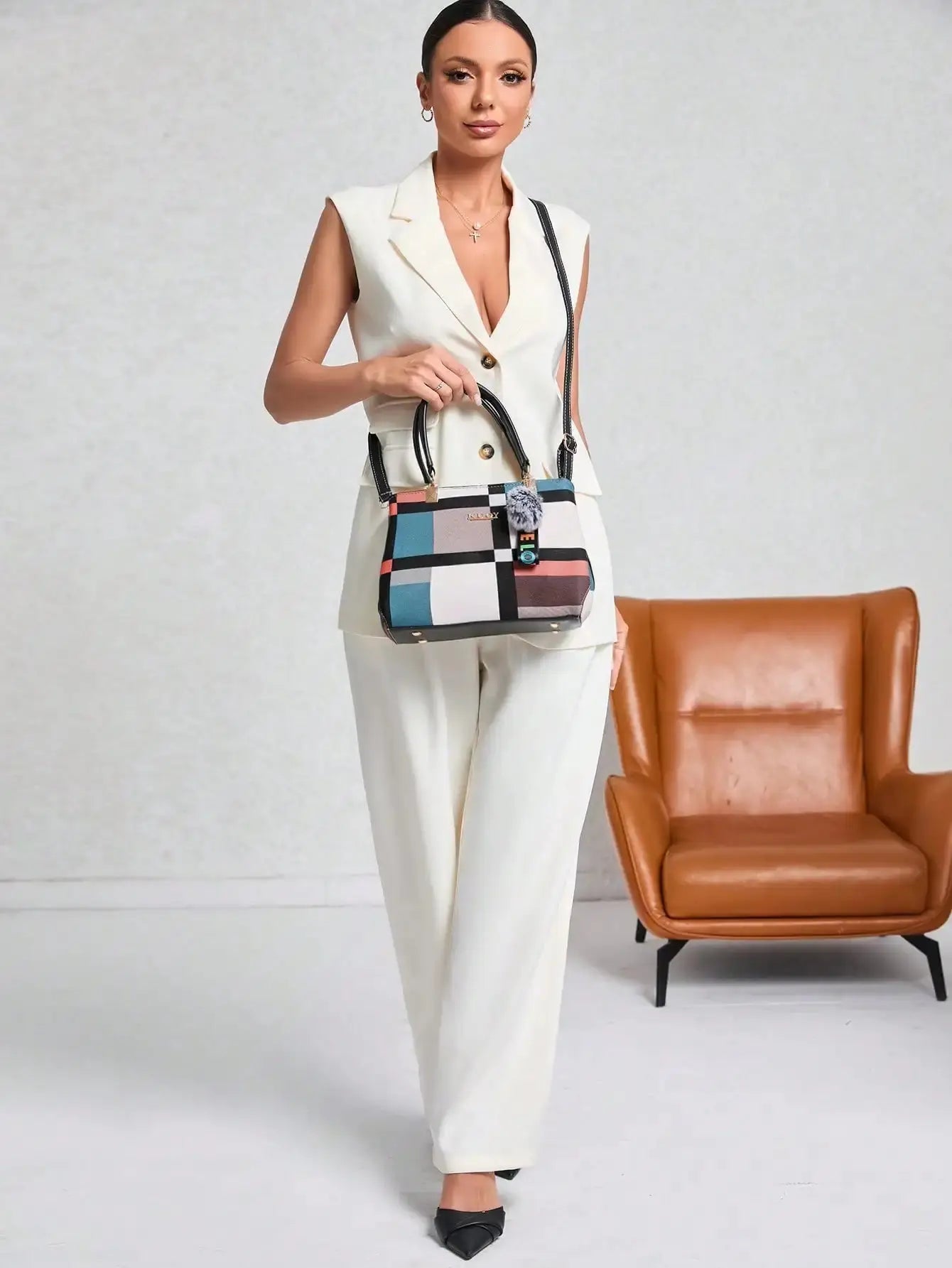 Veloria™ Plaid Business Tote Bag 