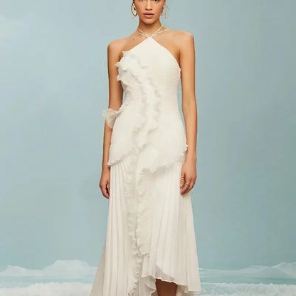 Veloria™ Pleated Halter Neck Maxi Dress 