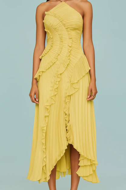 Veloria™ Pleated Halter Neck Maxi Dress 